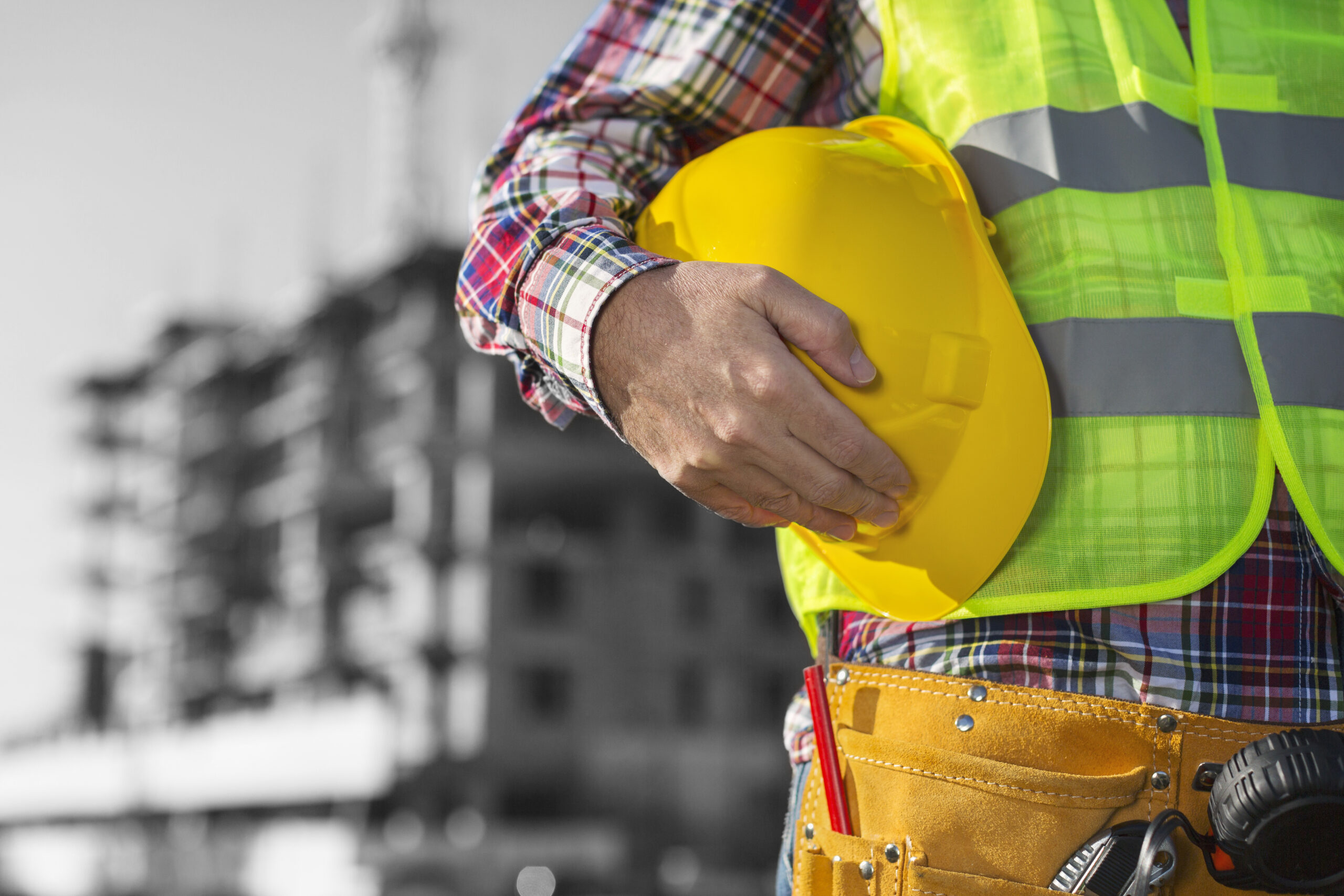 Worker,Holding,Hard,Hat,Close,Up,Shot